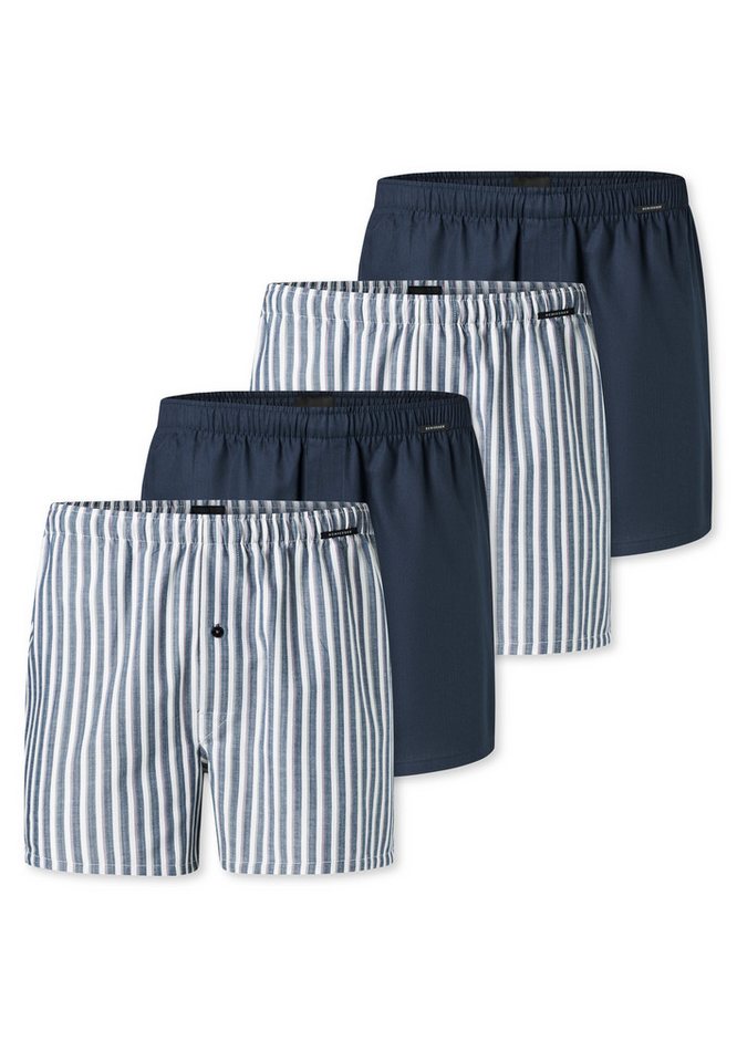 Schiesser Boxershorts 4er Pack Web (Spar-Set, 4-St) Boxershorts - Baumwolle - mit Eingriff - Atmungsaktiv von Schiesser