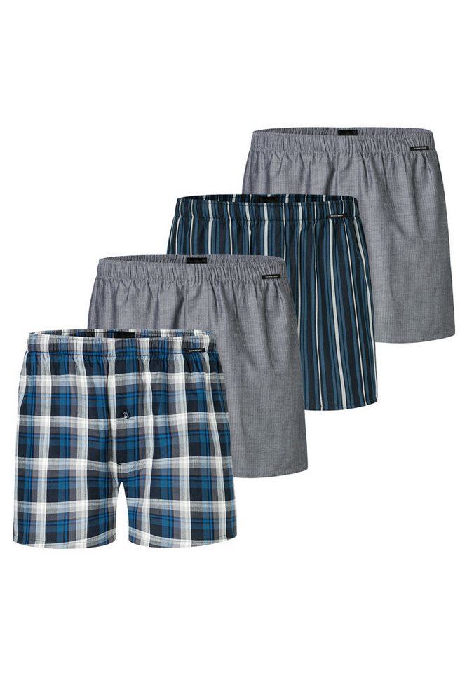 Schiesser Boxershorts 4er Pack Web (Spar-Set, 4-St) Boxershorts - Baumwolle - mit Eingriff - Atmungsaktiv von Schiesser