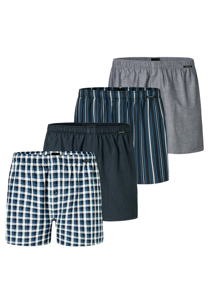 Schiesser Boxershorts 4er Pack Web (Spar-Set, 4-St) Boxershorts - Baumwolle - mit Eingriff - Atmungsaktiv von Schiesser