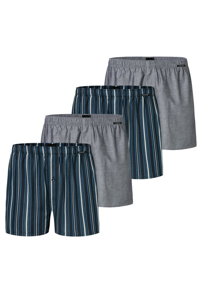 Schiesser Boxershorts 4er Pack Web (Spar-Set, 4-St) Boxershorts - Baumwolle - mit Eingriff - Atmungsaktiv von Schiesser