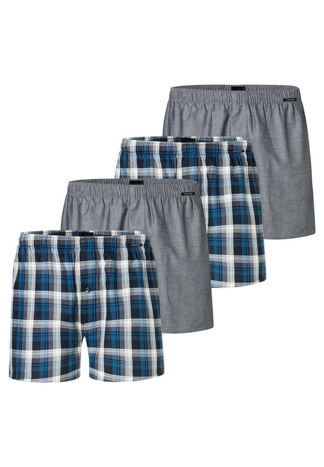 Schiesser Boxershorts 4er Pack Web (Spar-Set, 4-St) Boxershorts - Baumwolle - mit Eingriff - Atmungsaktiv von Schiesser