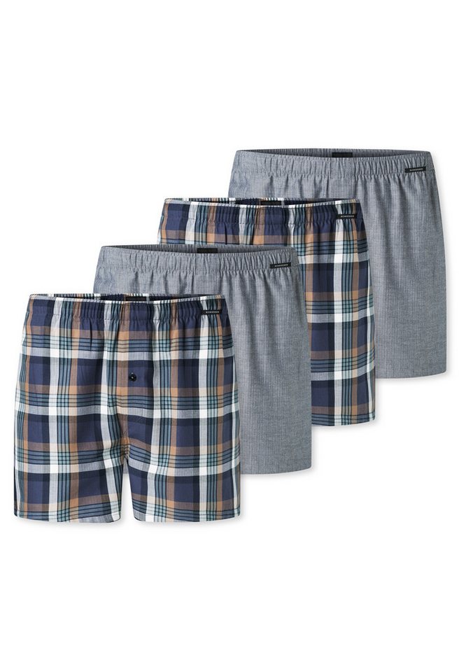 Schiesser Boxershorts 4er Pack Web (Spar-Set, 4-St) Boxershorts - Baumwolle - mit Eingriff - Atmungsaktiv von Schiesser