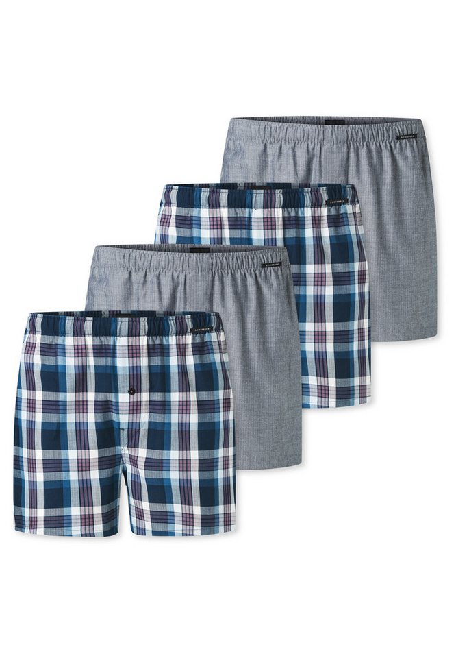 Schiesser Boxershorts 4er Pack Web (Spar-Set, 4-St) Boxershorts - Baumwolle - mit Eingriff - Atmungsaktiv von Schiesser