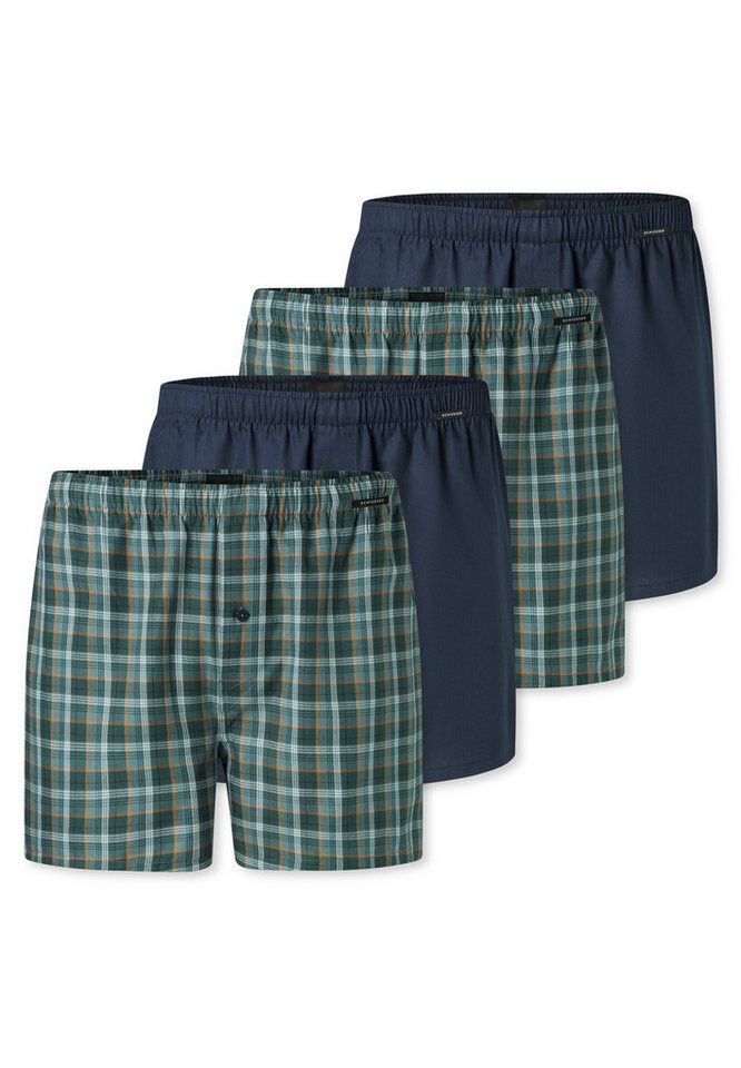 Schiesser Boxershorts 4er Pack Web (Spar-Set, 4-St) Boxershorts - Baumwolle - mit Eingriff - Atmungsaktiv von Schiesser