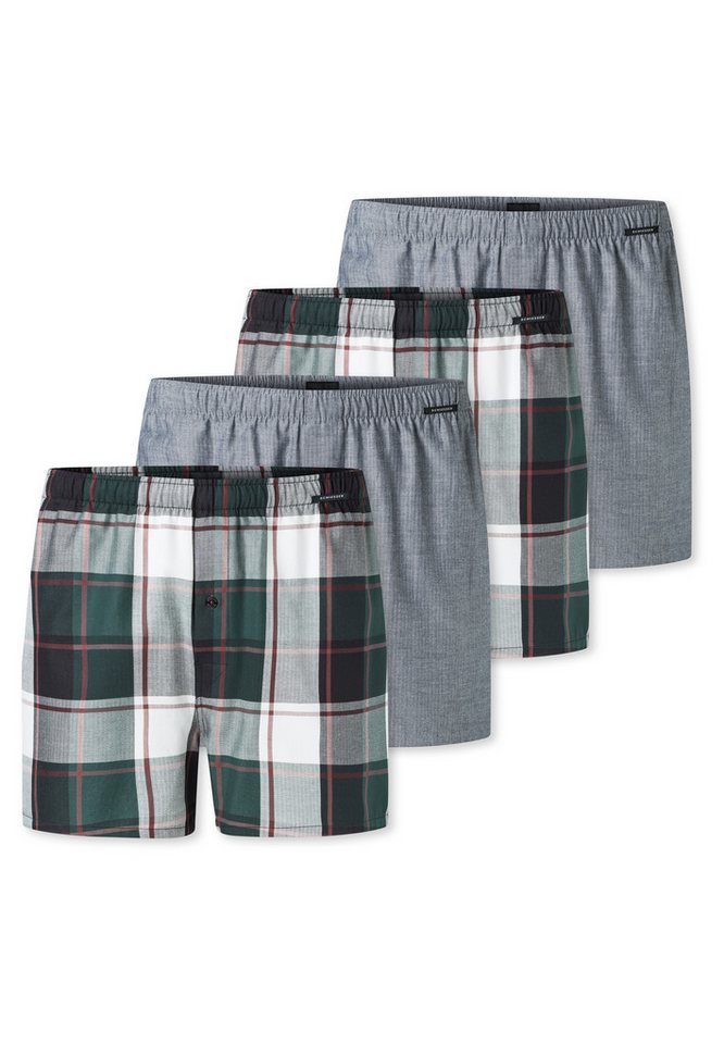 Schiesser Boxershorts 4er Pack Web (Spar-Set, 4-St) Boxershorts - Baumwolle - mit Eingriff - Atmungsaktiv von Schiesser