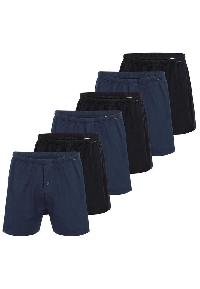 Schiesser Boxershorts 6er Pack Singel-Jersey (Spar-Set, 6-St) Boxershorts - Baumwolle - Mit Eingriff - Eingriff mit Knopf von Schiesser