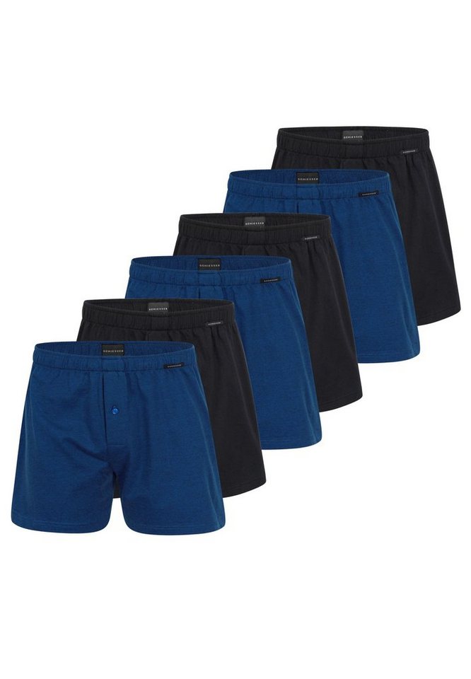 Schiesser Boxershorts 6er Pack Singel-Jersey (Spar-Set, 6-St) Boxershorts - Baumwolle - Mit Eingriff - Eingriff mit Knopf von Schiesser