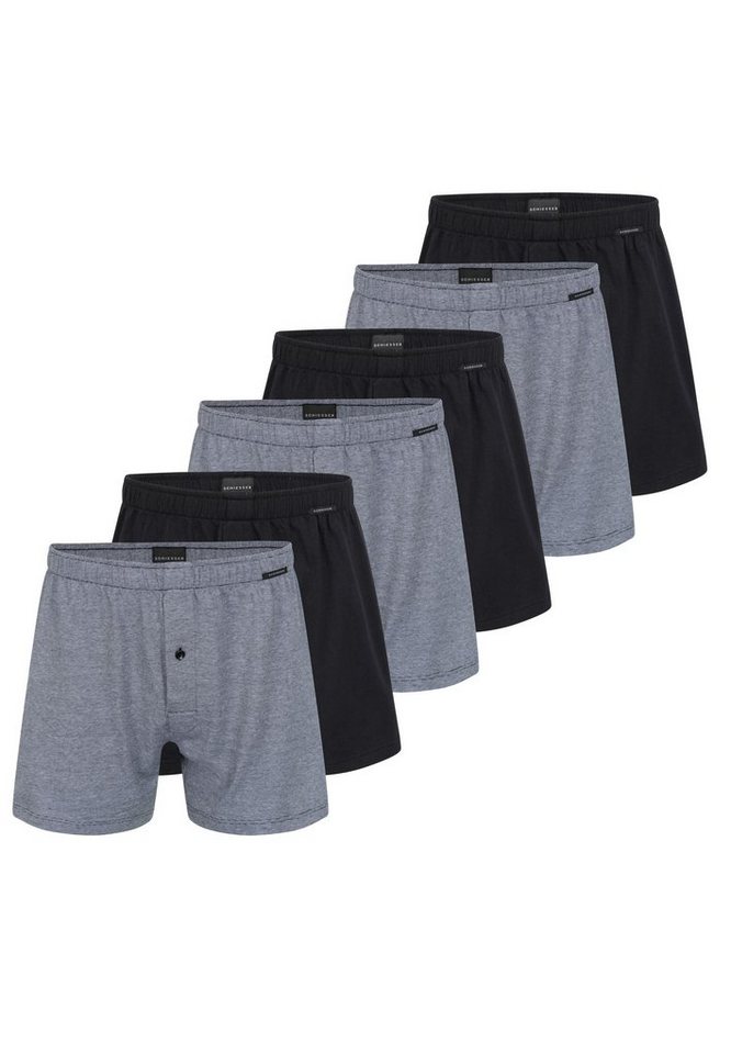 Schiesser Boxershorts 6er Pack Singel-Jersey (Spar-Set, 6-St) Boxershorts - Baumwolle - Mit Eingriff - Eingriff mit Knopf von Schiesser