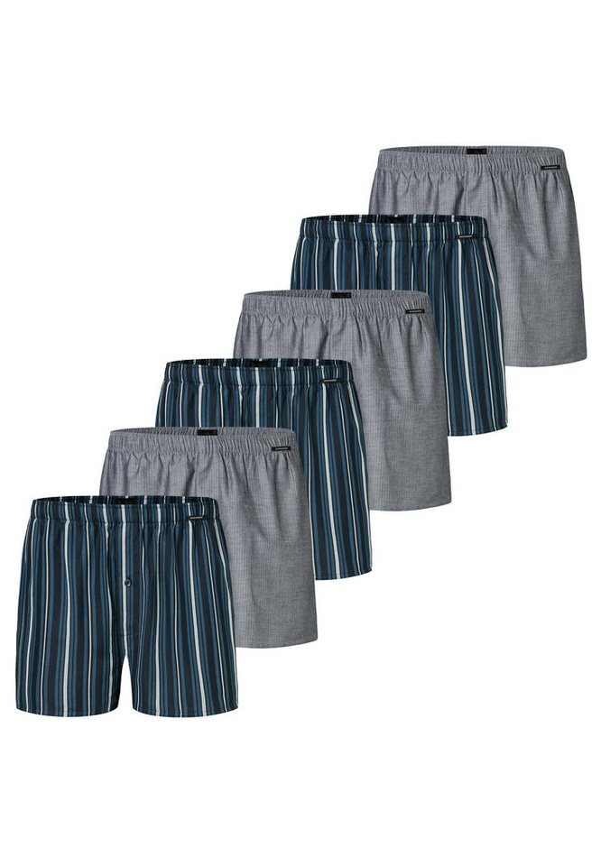 Schiesser Boxershorts 6er Pack Web (Spar-Set, 6-St) Boxershorts - Baumwolle - mit Eingriff - Atmungsaktiv von Schiesser