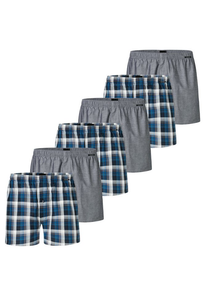 Schiesser Boxershorts 6er Pack Web (Spar-Set, 6-St) Boxershorts - Baumwolle - mit Eingriff - Atmungsaktiv von Schiesser