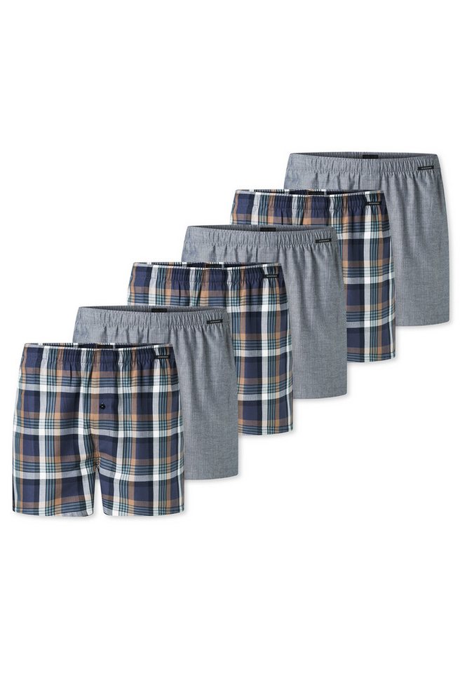 Schiesser Boxershorts 6er Pack Web (Spar-Set, 6-St) Boxershorts - Baumwolle - mit Eingriff - Atmungsaktiv von Schiesser