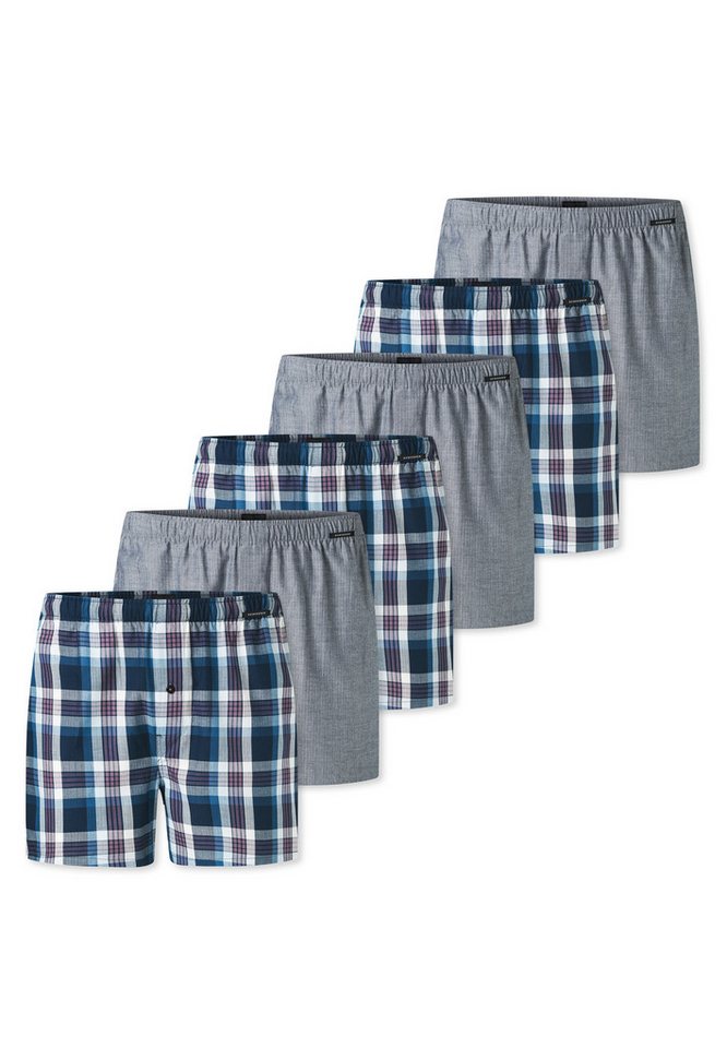 Schiesser Boxershorts 6er Pack Web (Spar-Set, 6-St) Boxershorts - Baumwolle - mit Eingriff - Atmungsaktiv von Schiesser