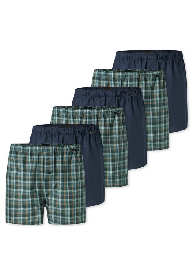 Schiesser Boxershorts 6er Pack Web (Spar-Set, 6-St) Boxershorts - Baumwolle - mit Eingriff - Atmungsaktiv von Schiesser