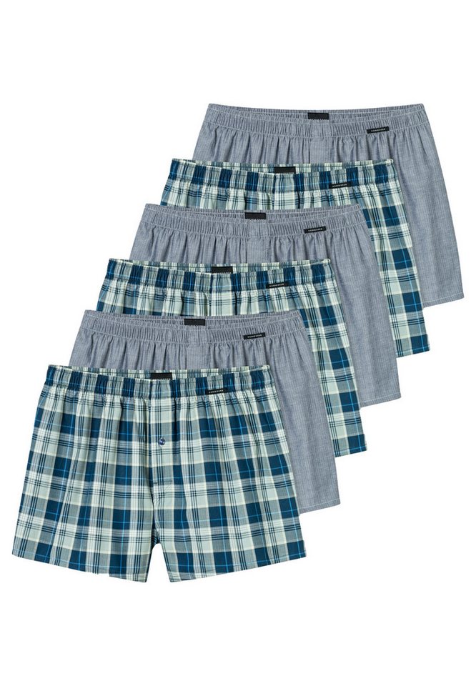 Schiesser Boxershorts 6er Pack Web (Spar-Set, 6-St) Boxershorts - Baumwolle - mit Eingriff - Atmungsaktiv von Schiesser