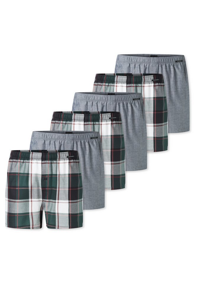Schiesser Boxershorts 6er Pack Web (Spar-Set, 6-St) Boxershorts - Baumwolle - mit Eingriff - Atmungsaktiv von Schiesser
