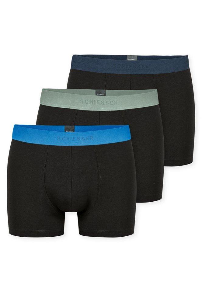 Schiesser Boxershorts 95/5 Multipacks (3er Pack) mit farblich abgesetztem, sportlichem Logo-Webgummibund von Schiesser