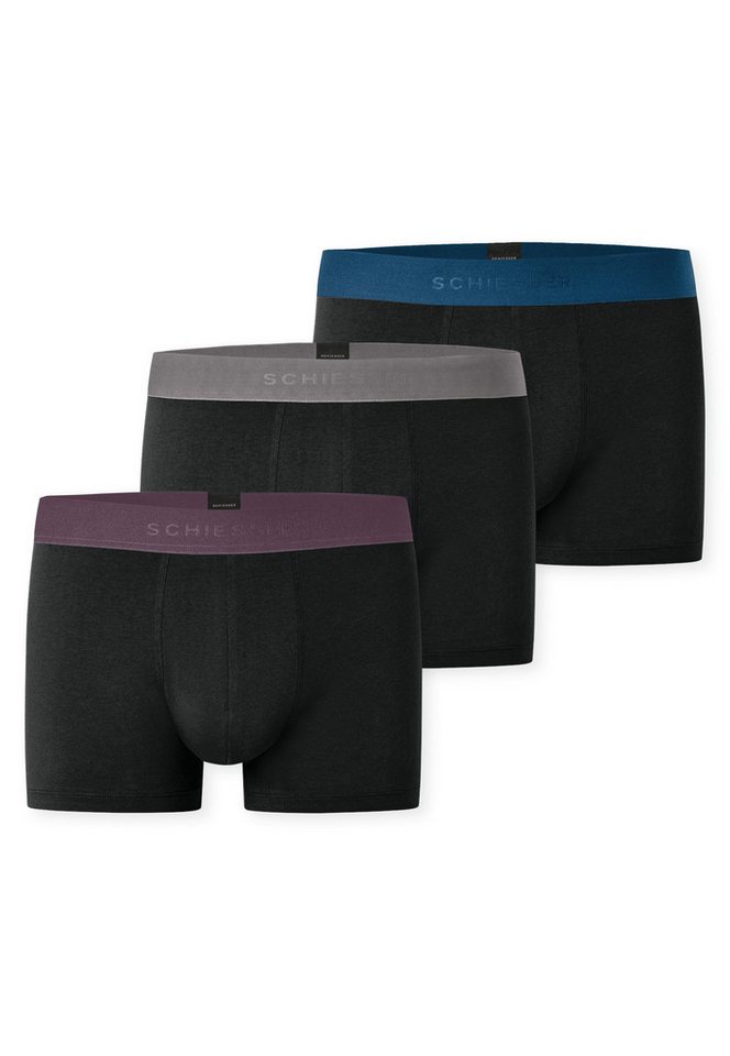 Schiesser Boxershorts 95/5 Multipacks (3er Pack) mit farblich abgesetztem, sportlichem Logo-Webgummibund von Schiesser