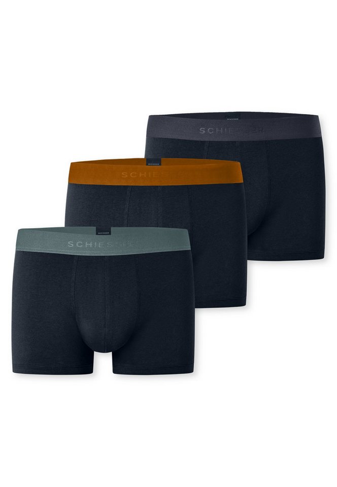 Schiesser Boxershorts 95/5 Multipacks (3er Pack) mit farblich abgesetztem, sportlichem Logo-Webgummibund von Schiesser