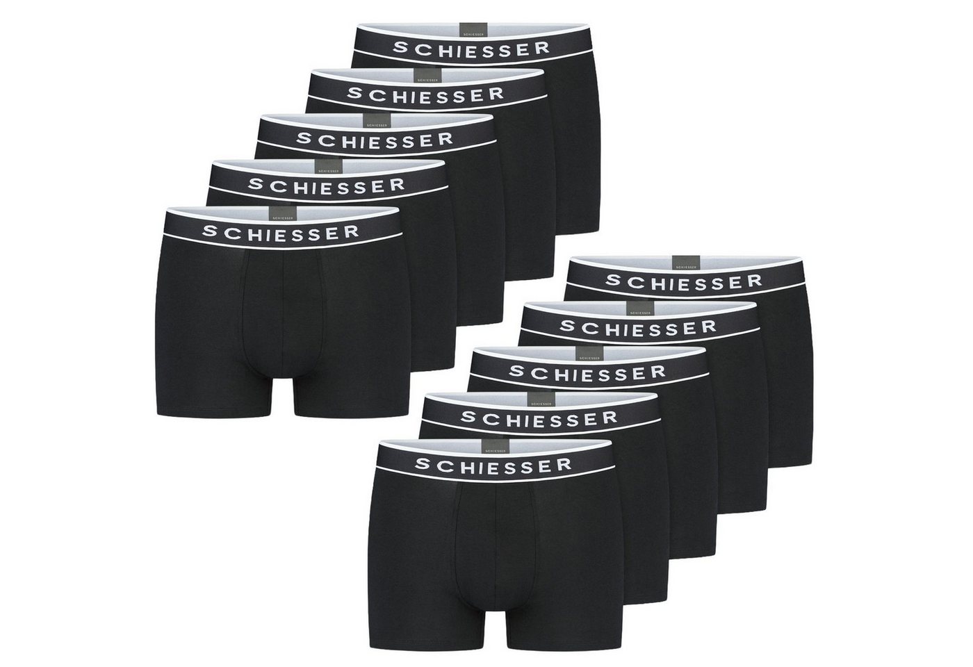 Schiesser Boxershorts 95/5 - Organic Cotton (Sparpack, 5-St) farblich abgesetzter, sportlicher Logo-Webgummibund, im 6er Pack von Schiesser