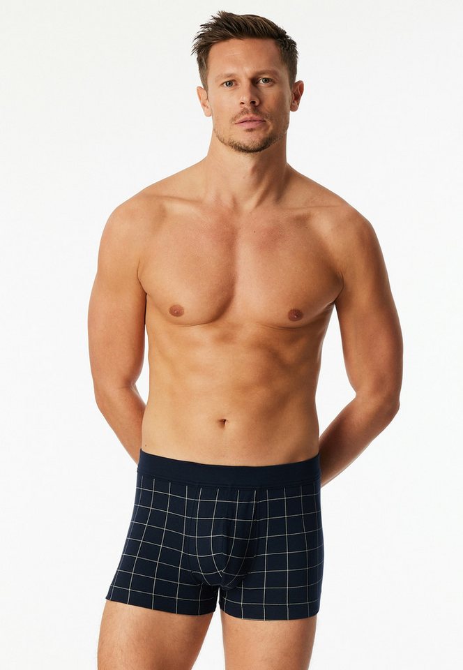Schiesser Boxershorts Fine Interlock ohne Eingriff, Karo-Muster, Interlock-Qualität von Schiesser