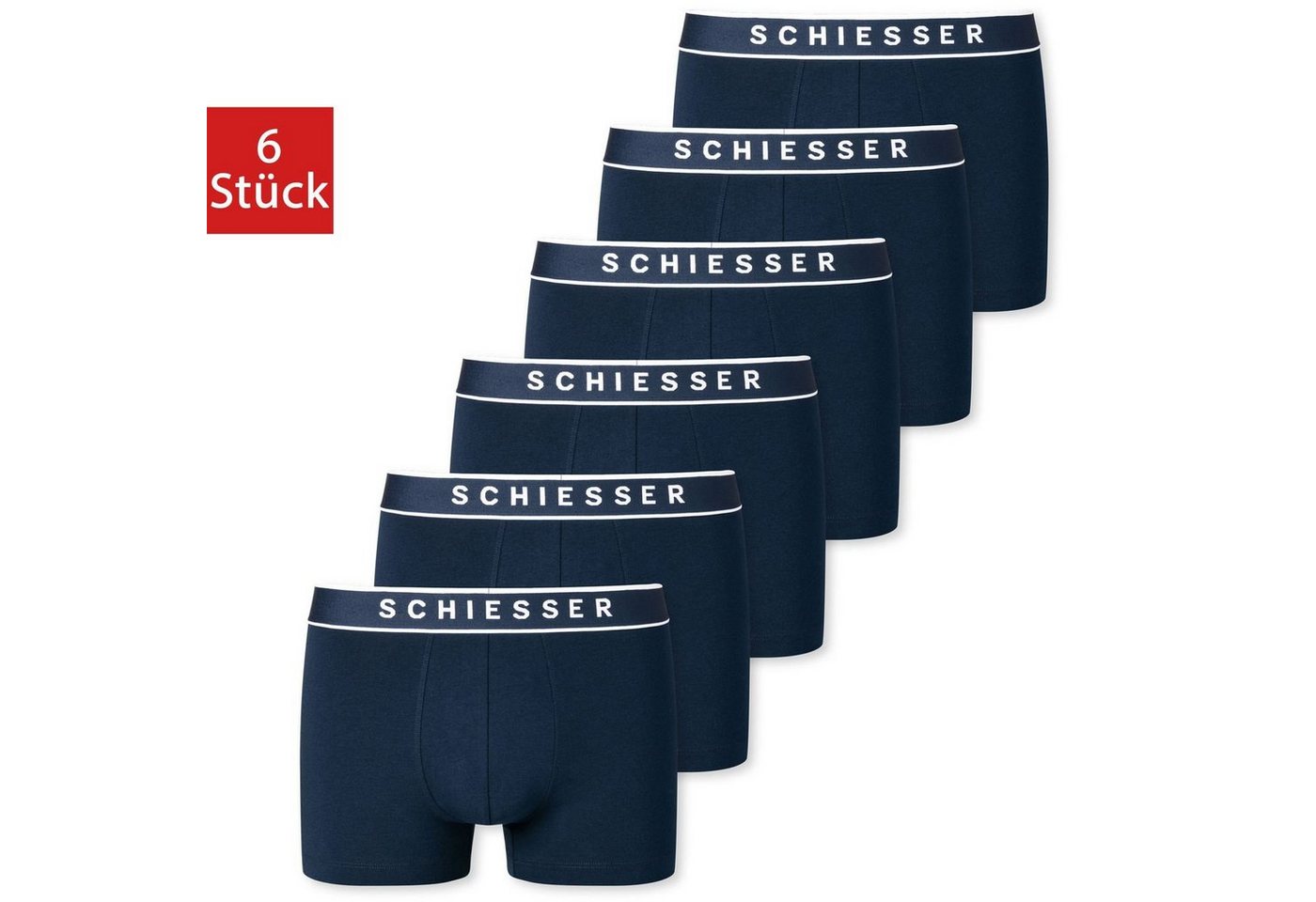 Schiesser Boxershorts Organic Cotton (6-St) mit sportlichem Webgummibund und SCHIESSER-Logo-Prägung im 6er Pack von Schiesser