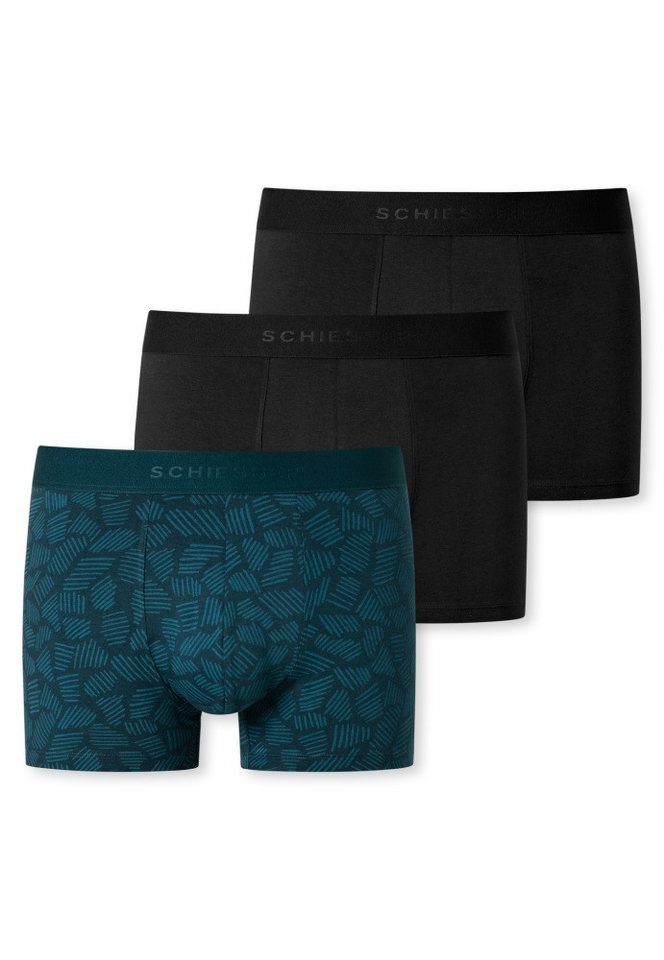 Schiesser Boxershorts Unterwäsche 95/5 Webgummibund blau uni/gemustert Herren - 3 Stück von Schiesser