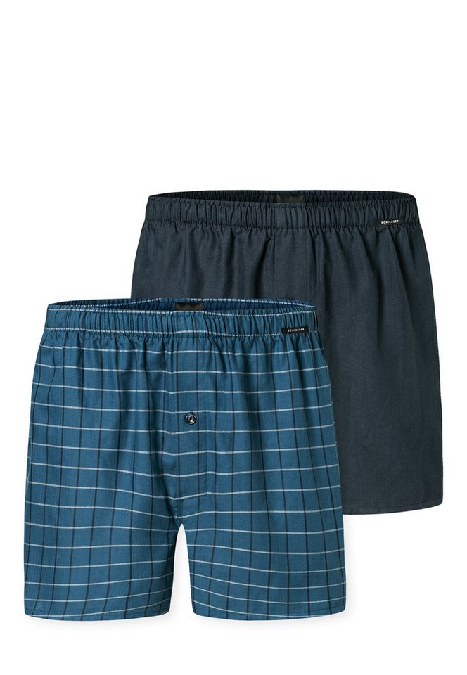 Schiesser Boxershorts mit Knopf (4er Vorteilspack) 100% natürliche Baumwoll-Qualität von Schiesser