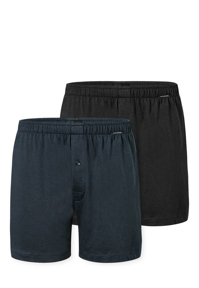 Schiesser Boxershorts mit Knopf (Doppelpack) 100% natürliche Baumwoll-Qualität von Schiesser