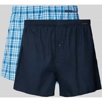 Schiesser Boxershorts mit Label-Patch im 2er-Pack in Marine, Größe M von Schiesser