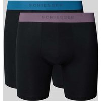 Schiesser Boxershorts mit elastischem Logo-Bund im 2er-Pack in Black, Größe M von Schiesser