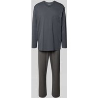 Schiesser Comfort Fit Pyjama mit Brusttasche in Anthrazit, Größe 52 Schiesser Comfort Fit Pyjama mit Brusttasche in Anthrazit, Größe 52 von Schiesser