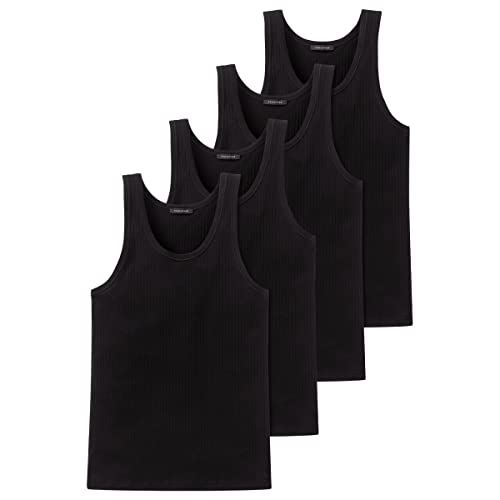 Schiesser Cotton Essentials Authentic Unterhemd -103401-4er Spar-Pack (8 Schwarz) von Schiesser