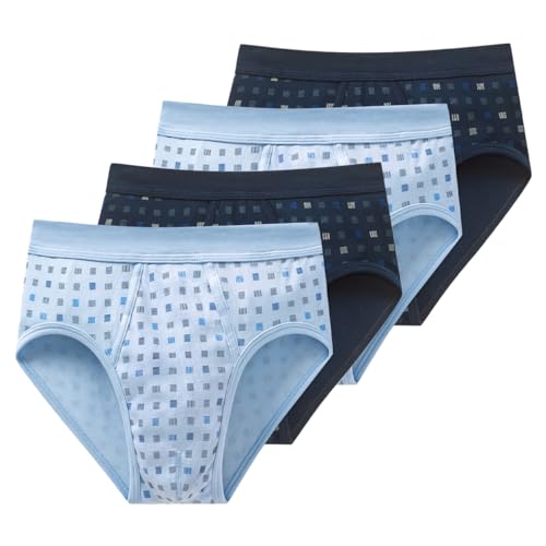 Schiesser - Cotton Essentials Feinripp - Sportslip/Unterhose - 4er Pack (9 Dunkelblau/Hellblau) von Schiesser
