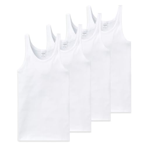 Schiesser Cotton Essentials Feinripp Unterhemd - 205144-4er Spar-Pack (7 Weiß) von Schiesser