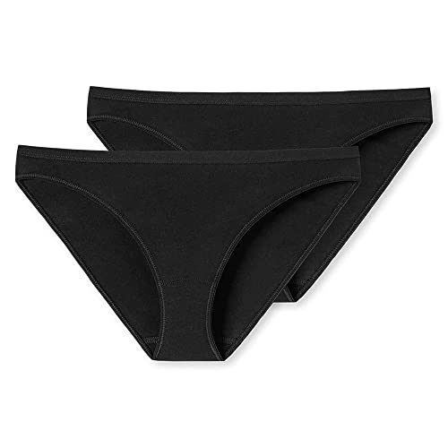 Schiesser Damen 2 Pack Mini Slip Bio Baumwolle - 95/5 Organic Unterwäsche, Schwarz_174294, 34 EU von Schiesser