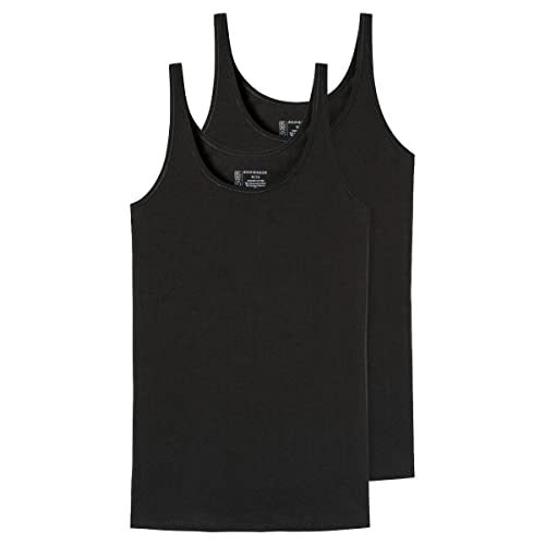 Schiesser Damen 2 Pack Trägertop Unterhemd Bio Baumwolle - 95/5 Organic Unterwäsche, Schwarz_174389, 44 EU von Schiesser