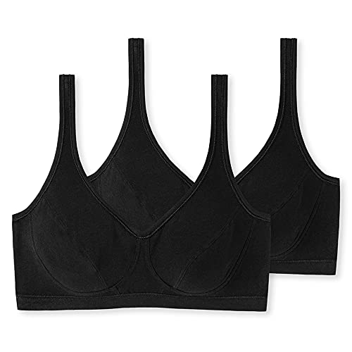 Schiesser Damen 2 Pack Cups Bio Baumwolle-95/5 Organic Bustier, schwarz_174927, 85C (2er Pack) von Schiesser