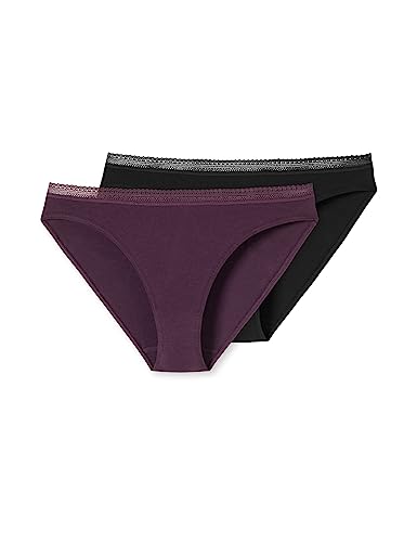Schiesser Damen 2 Pack Slip Spitze-Cotton Mix Unterwäsche, Mehrfarbig Lila_180073, 48 (2er Pack) von Schiesser