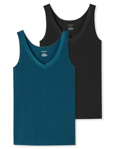 Schiesser Damen 2 Pack Spaghettitop Mit Spitze - Cotton Mix Unterhemd, Sortiert 10_182005, 36 EU von Schiesser