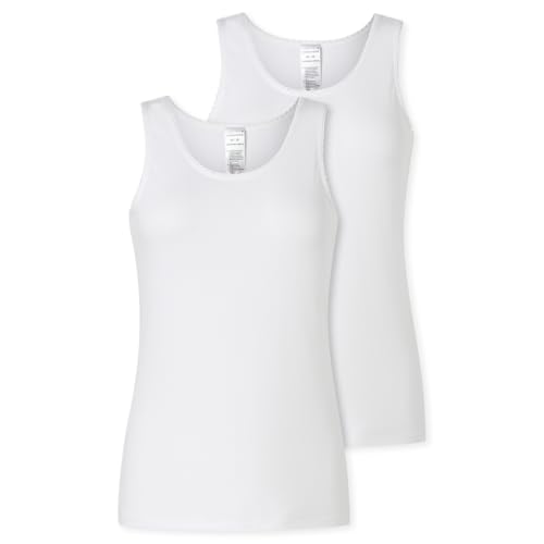 Schiesser Damen Trägertop 2er-Pack - Größe 38 - Modern Multipacks weiß - Unterhemd mit Spitze - Damenwäsche aus 95% Baumwolle und 5% Elasthan - angenehm weich & elastisch von Schiesser