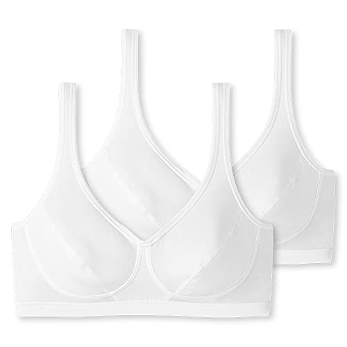 Schiesser Damen 2 Pack Mit Cups Bio Baumwolle - 95/5 Organic Bustier, Weiß_174927, 70A EU von Schiesser