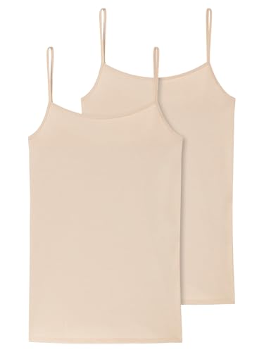 Schiesser Damen 2 Pack Spaghetti Top Unterhemd Bio Baumwolle - 95/5 Organic Unterwäsche, Haut_174388, 40 EU von Schiesser