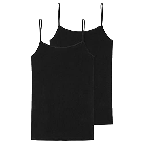 Schiesser Damen 2 Pack Spaghetti Top Unterhemd Bio Baumwolle - 95/5 Organic Unterwäsche, Schwarz_174388, 46 Große Größen EU von Schiesser