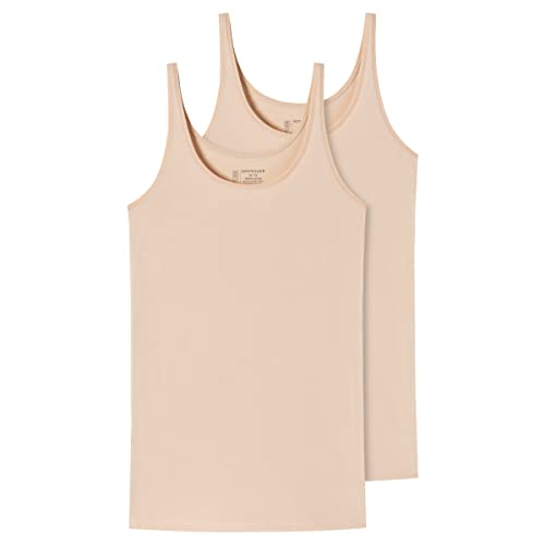 Schiesser Damen 2 Pack Trägertop Unterhemd Bio Baumwolle - 95/5 Organic Unterwäsche, Haut_174389, 48 EU von Schiesser