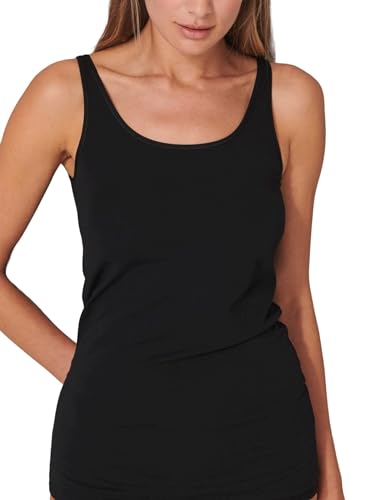 Schiesser Damen 2 Pack Trägertop Unterhemd Bio Baumwolle - 95/5 Organic Unterwäsche, Schwarz_174389, 38 EU von Schiesser