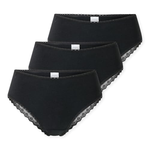 Schiesser Damen 3 Pack Brazilian Slip Unterwäsche mit Spitze - Modern Multipacks, schwarz_182905, 36 von Schiesser
