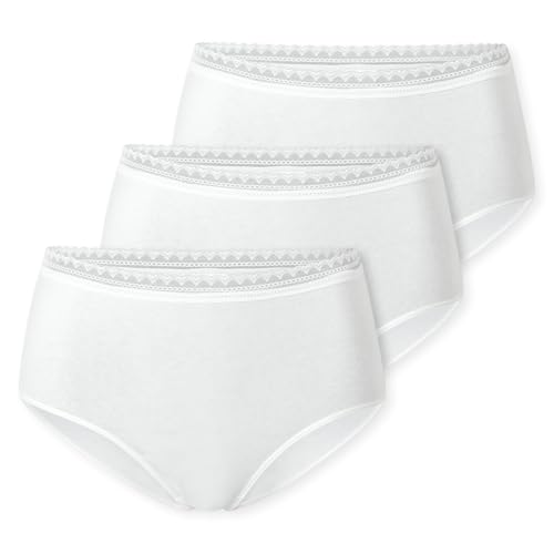 Schiesser Damen 3 Pack Maxi Unterwäsche mit hoher Taille und Spitze Baumwolle Mix-Multipacks Slip, Weiss_182909, 48 von Schiesser