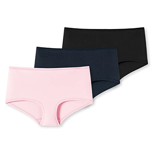 Schiesser Damen 3 Pack Panty Shorts Bio Baumwolle-95/5 Organic Gerade, Mehrfarbig Blau Rosa Schwarz_178022, 46 (3er Pack) von Schiesser