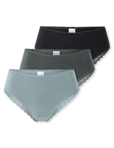 Schiesser Damen 3PACK Brazilian Panties Unterwäsche mit Spitze-Modern Multipacks Slip, Sortiert 4_182905, 40 von Schiesser