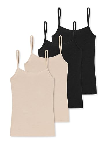 Schiesser Damen 4er Spaghettitop Modal Essentials - Mehrfarbig - Größe 36 von Schiesser